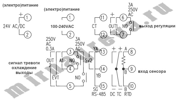 Схема электрического подсоединения регулятора JCS-33A
