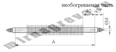 Оребренные трубчатые электронагреватели распрямленные, оребренный тэн распрямленный
